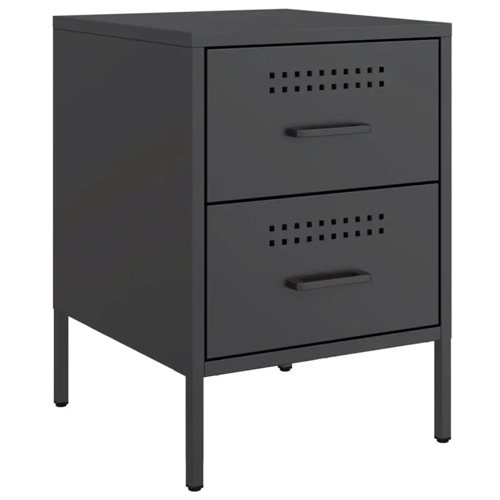 Bedside Cabinets 2 pcs Black 36x39x50.5 cm Steel 842923