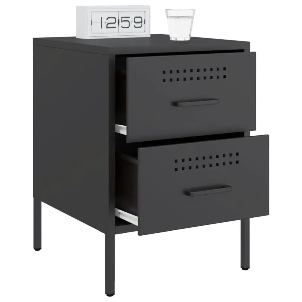 Bedside Cabinets 2 pcs Black 36x39x50.5 cm Steel 842923