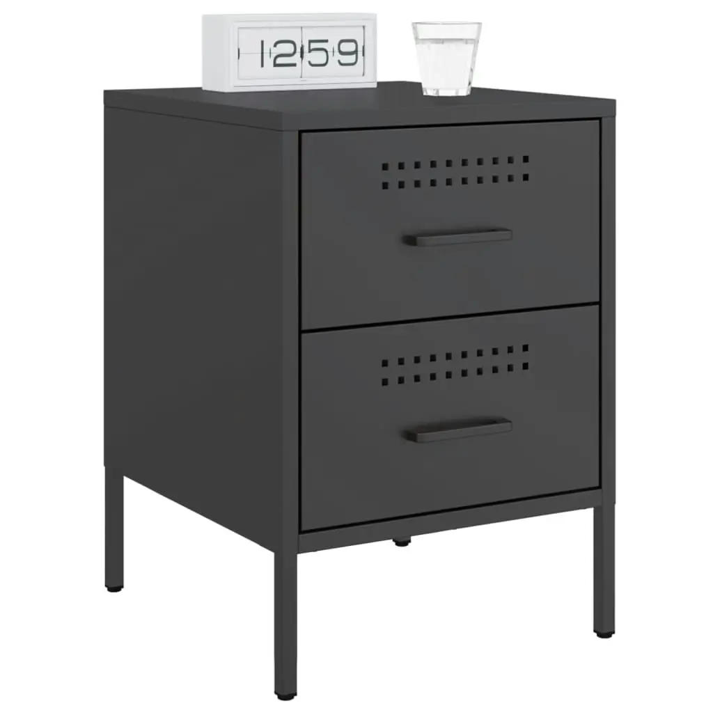 Bedside Cabinets 2 pcs Black 36x39x50.5 cm Steel 842923