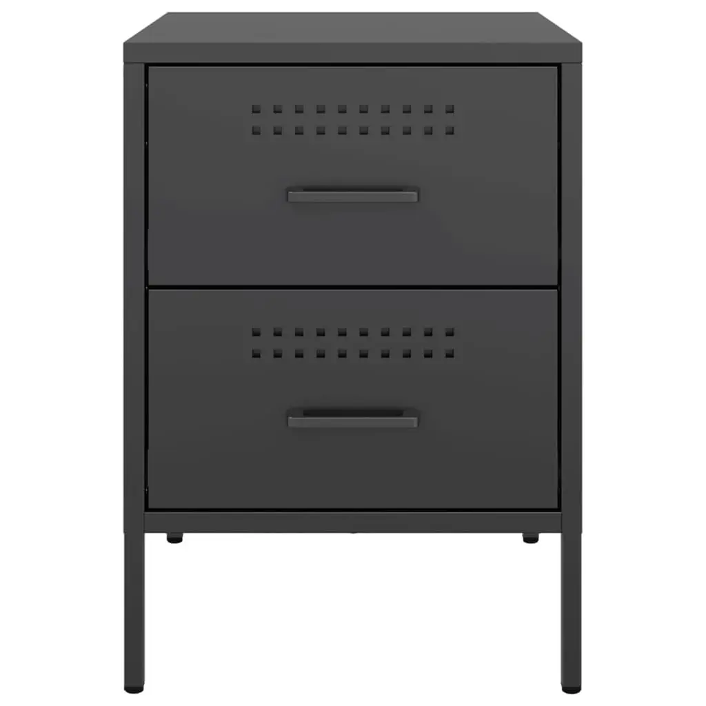 Bedside Cabinets 2 pcs Black 36x39x50.5 cm Steel 842923