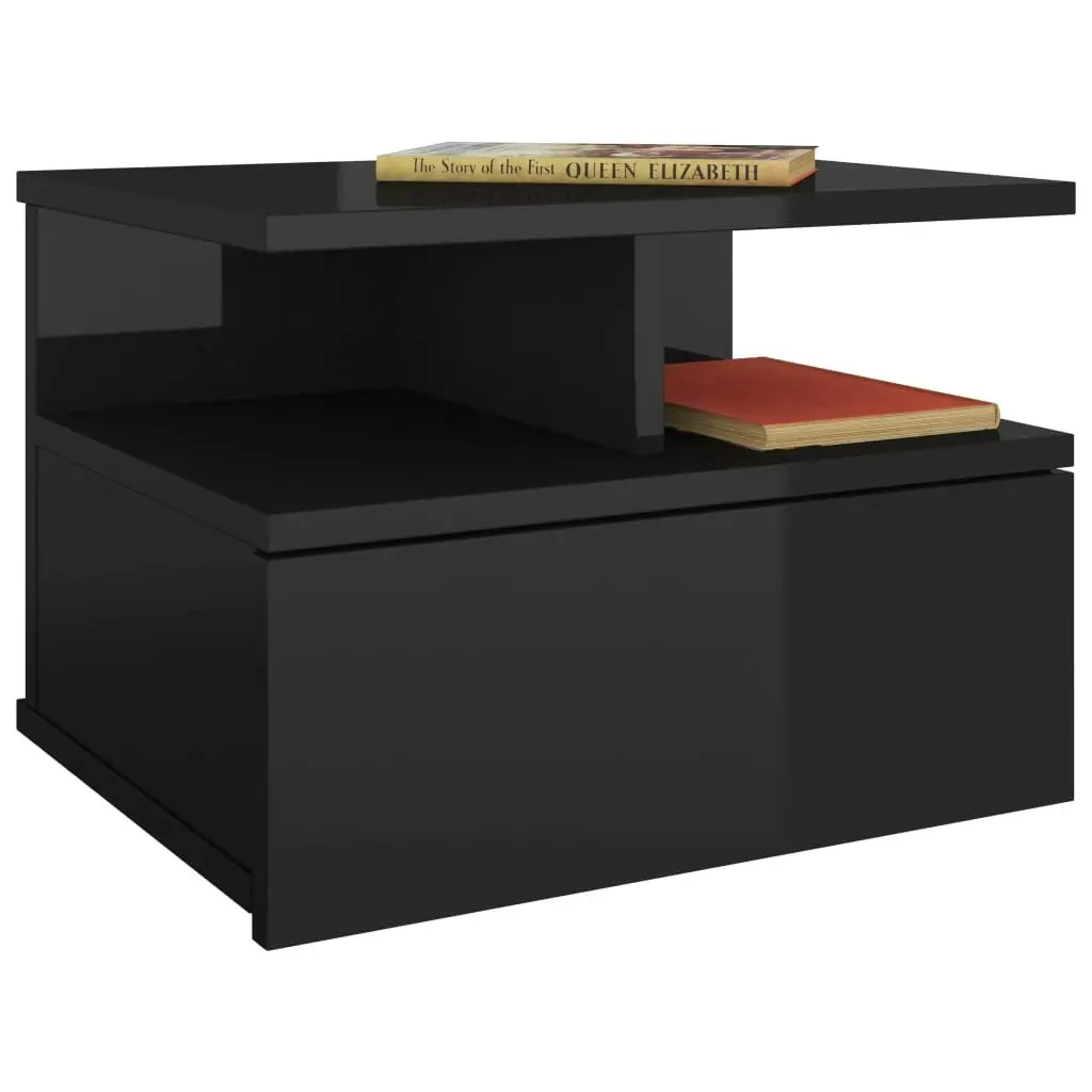 Floating Nightstand High Gloss Black 40x31x27 cm Engineered Wood 800419