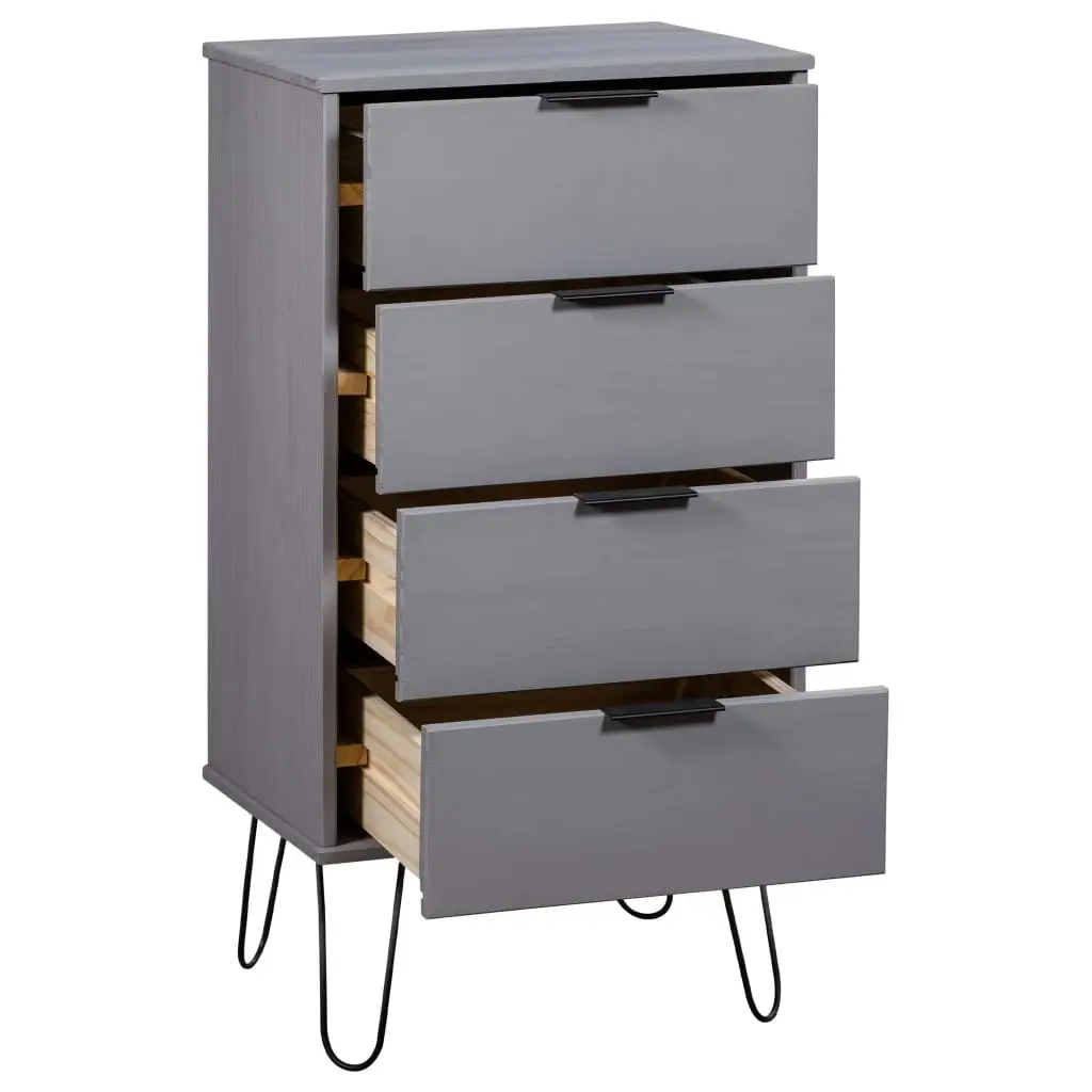 Drawer Cabinet Grey 45x39.5x90.3 cm Solid Pine Wood 321122