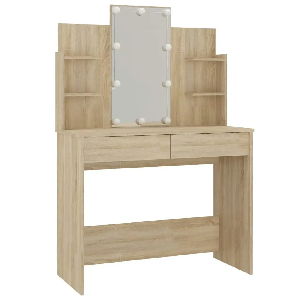 Dressing Table with LED Sonoma Oak 96x40x142 cm 808822