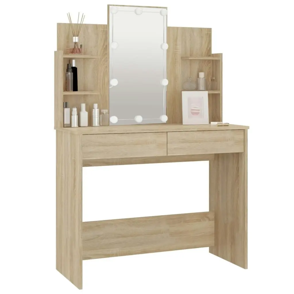 Dressing Table with LED Sonoma Oak 96x40x142 cm 808822