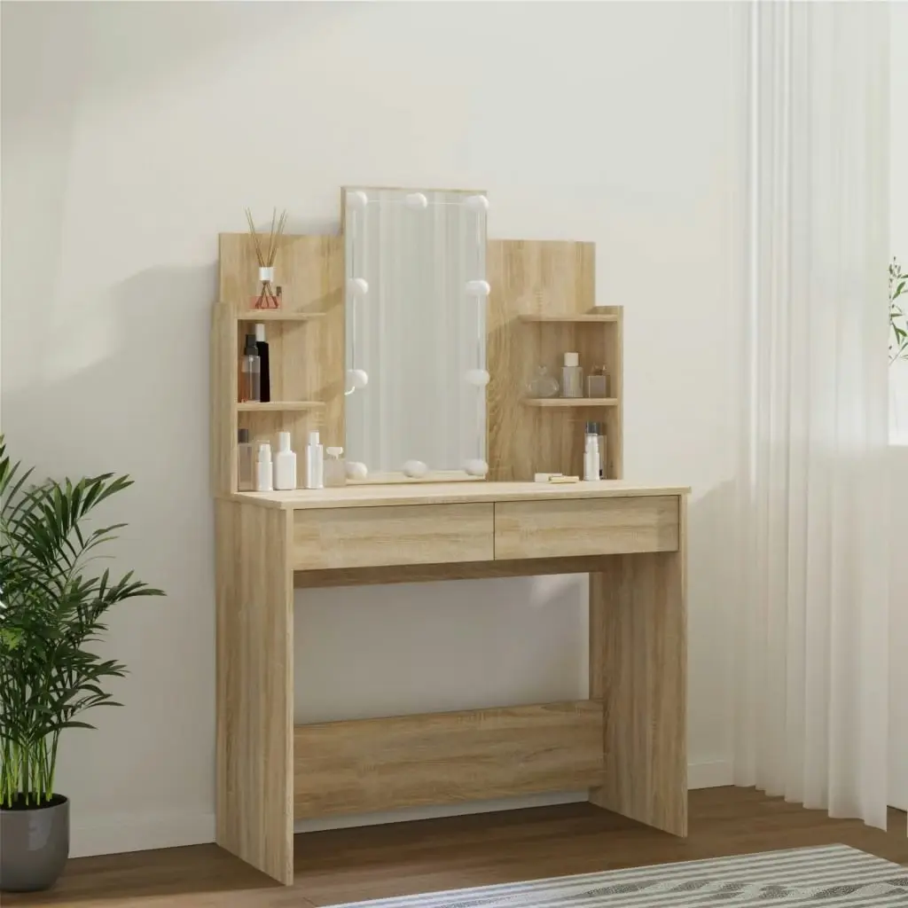 Dressing Table with LED Sonoma Oak 96x40x142 cm 808822