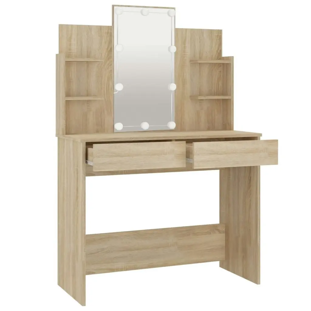 Dressing Table with LED Sonoma Oak 96x40x142 cm 808822