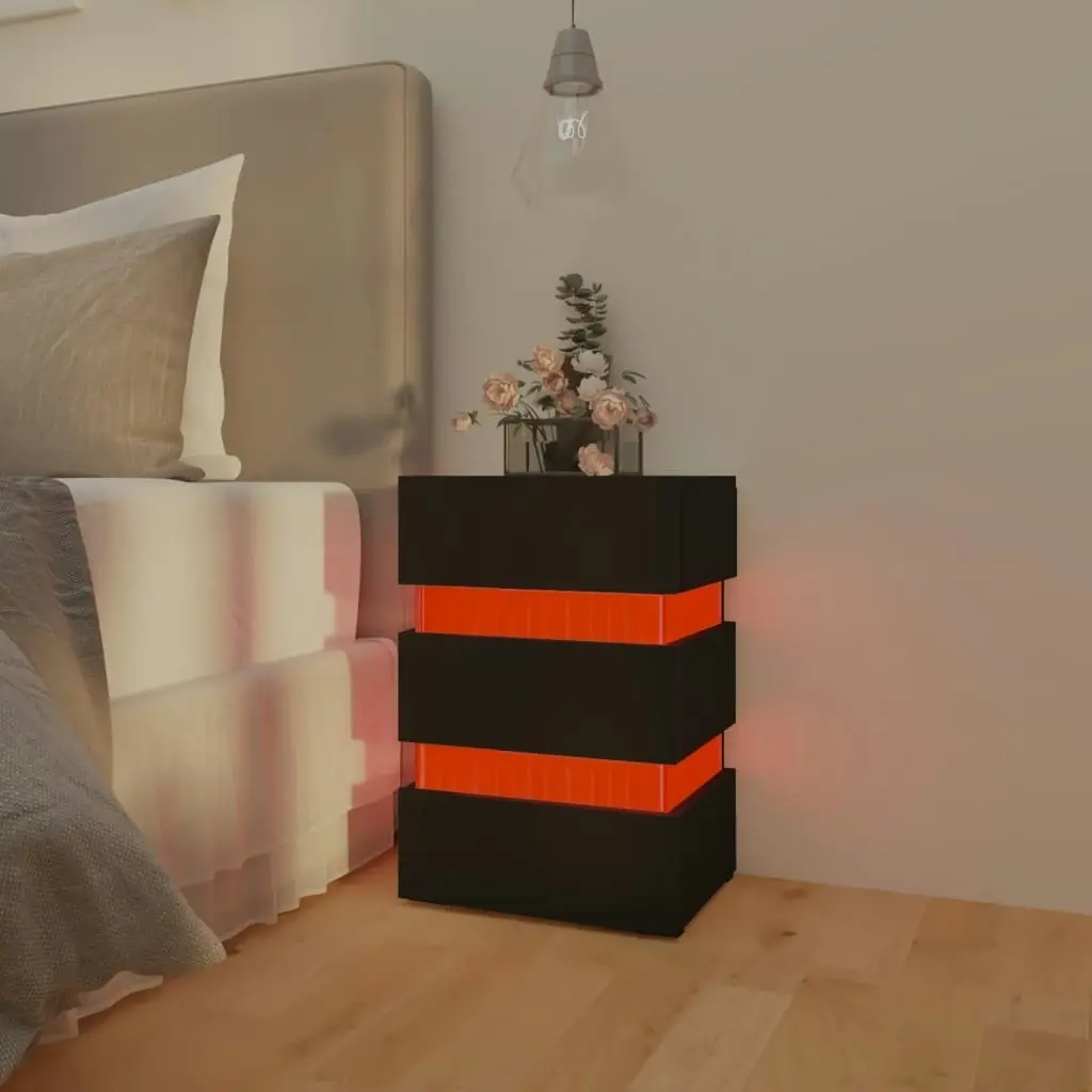 LED Bedside Cabinet Black 45x35x67 cm Engineered Wood 326841