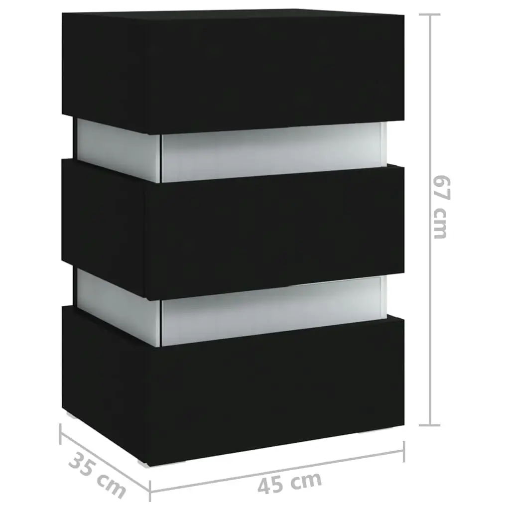 LED Bedside Cabinet Black 45x35x67 cm Engineered Wood 326841