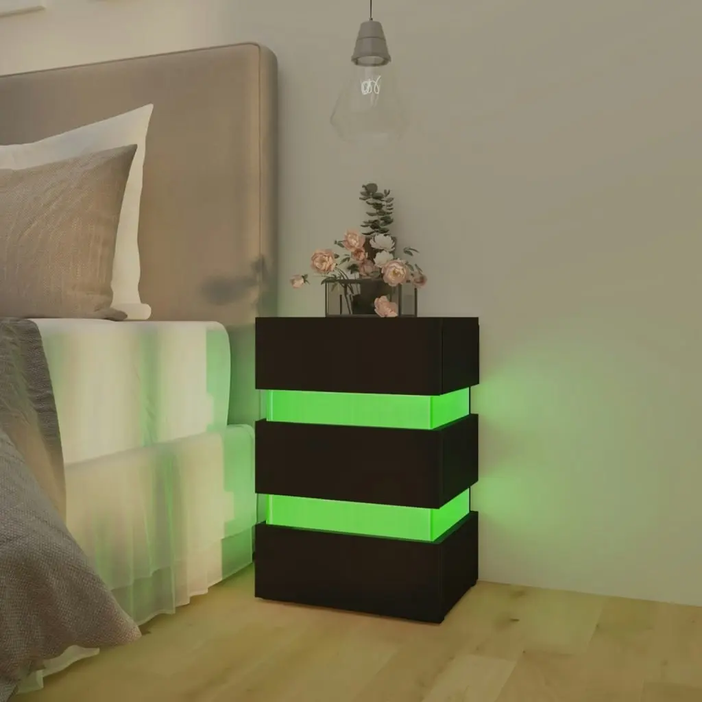 LED Bedside Cabinet Black 45x35x67 cm Engineered Wood 326841