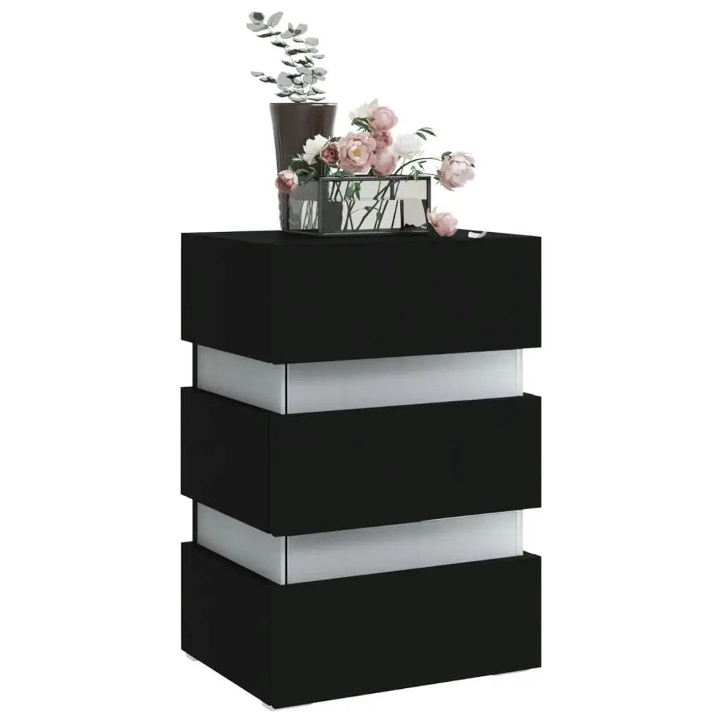 LED Bedside Cabinet Black 45x35x67 cm Engineered Wood 326841