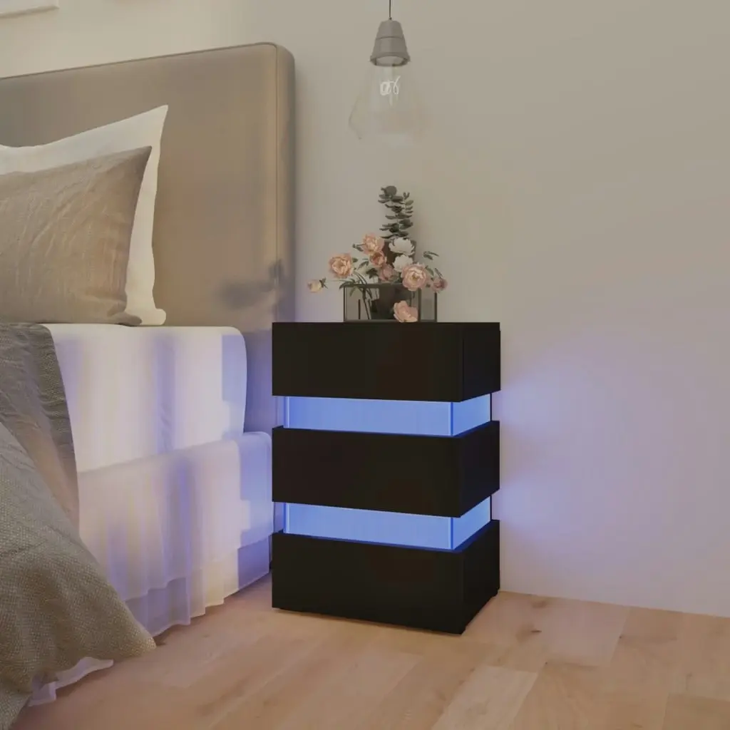 LED Bedside Cabinet Black 45x35x67 cm Engineered Wood 326841