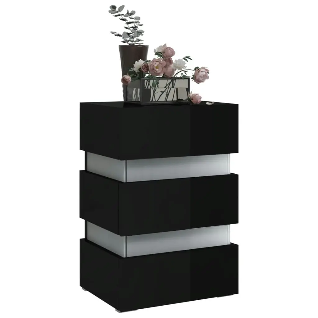 LED Bedside Cabinet High Gloss Black 45x35x67 cm Engineered Wood 326847