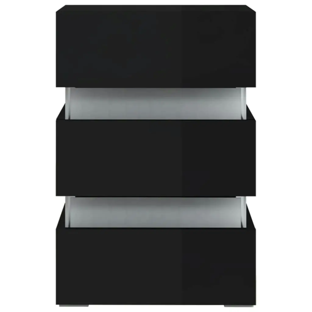 LED Bedside Cabinet High Gloss Black 45x35x67 cm Engineered Wood 326847