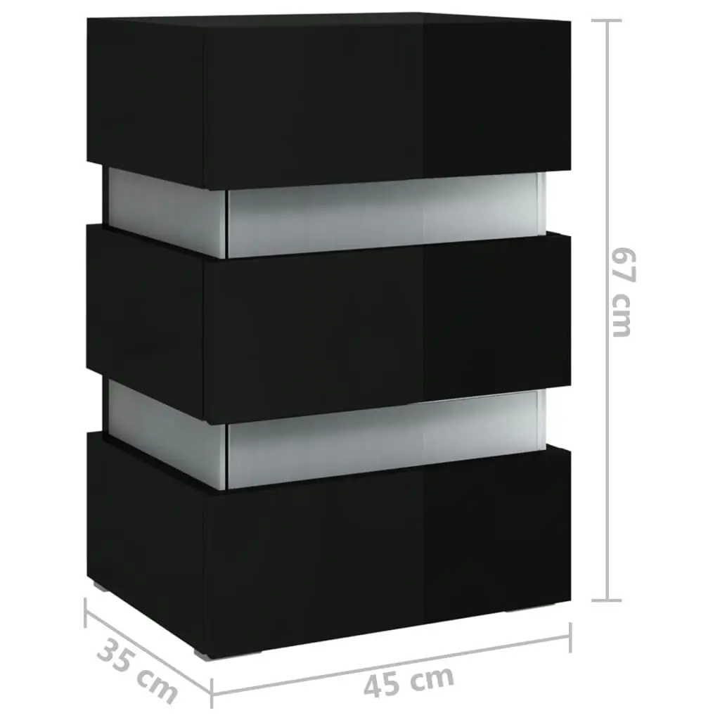 LED Bedside Cabinet High Gloss Black 45x35x67 cm Engineered Wood 326847