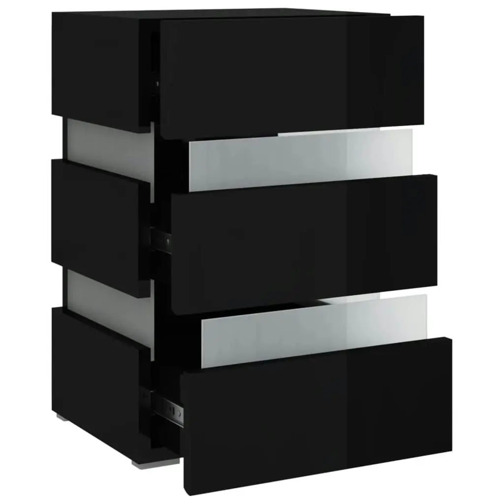 LED Bedside Cabinet High Gloss Black 45x35x67 cm Engineered Wood 326847