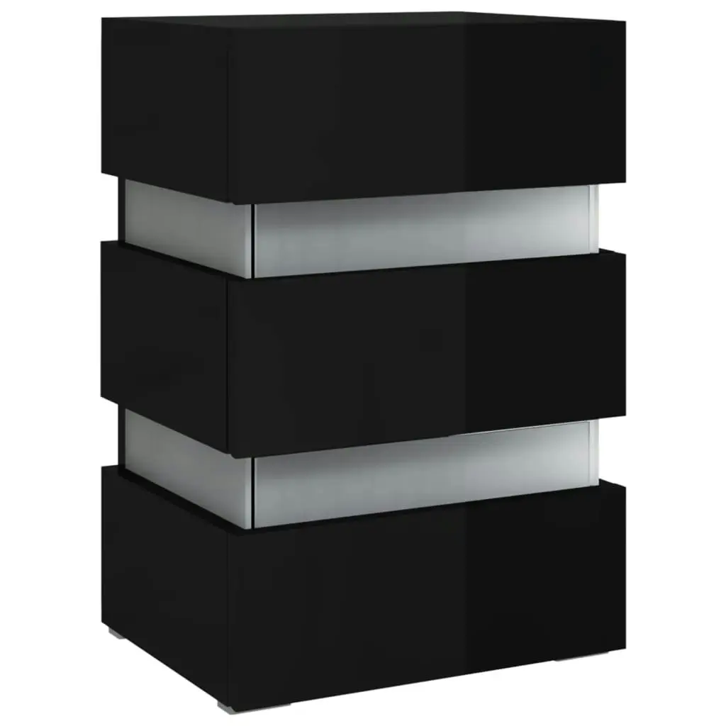 LED Bedside Cabinet High Gloss Black 45x35x67 cm Engineered Wood 326847