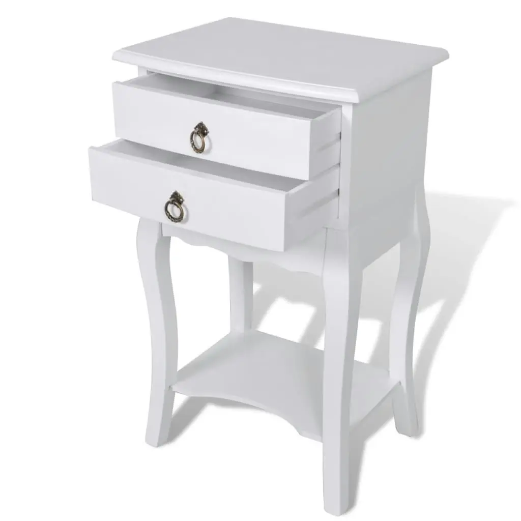 Nightstand with 2 Drawers White 240561