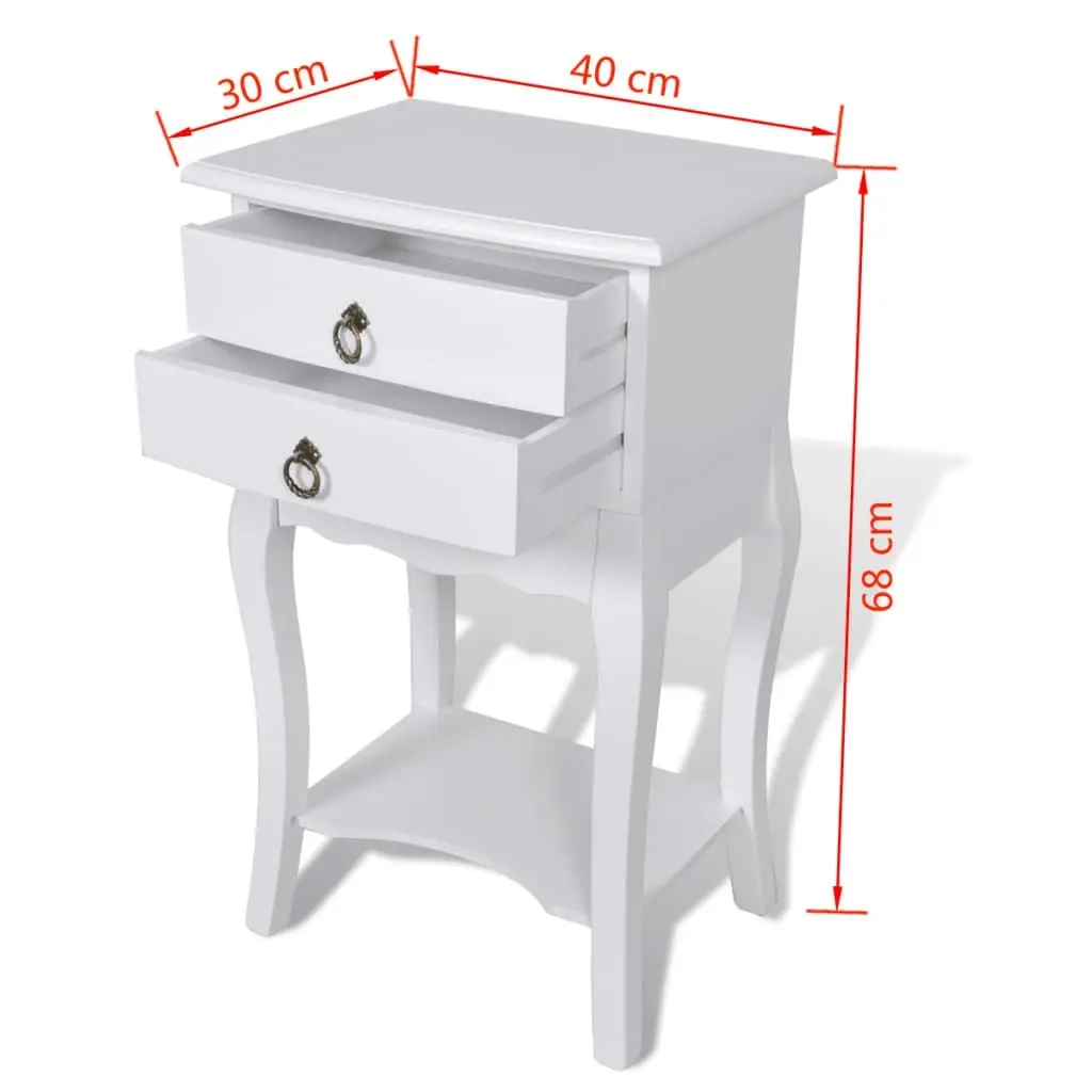 Nightstand with 2 Drawers White 240561