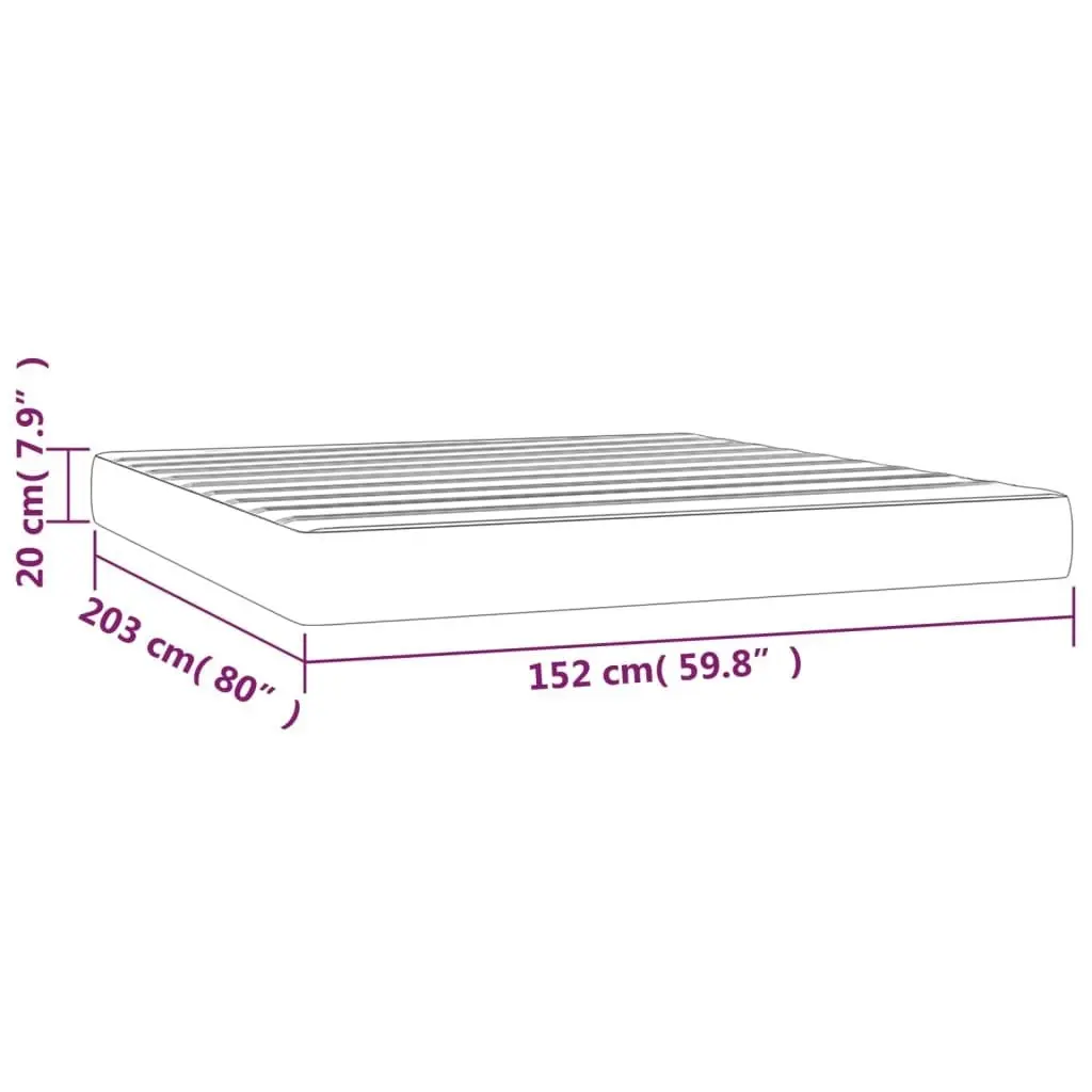 Pocket Spring Bed Mattress Black 153x203x20 cm Queen Size Velvet 347885