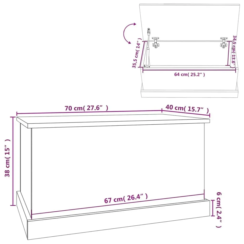 Storage Box Smoked Oak 70x40x38 cm Engineered Wood 816509