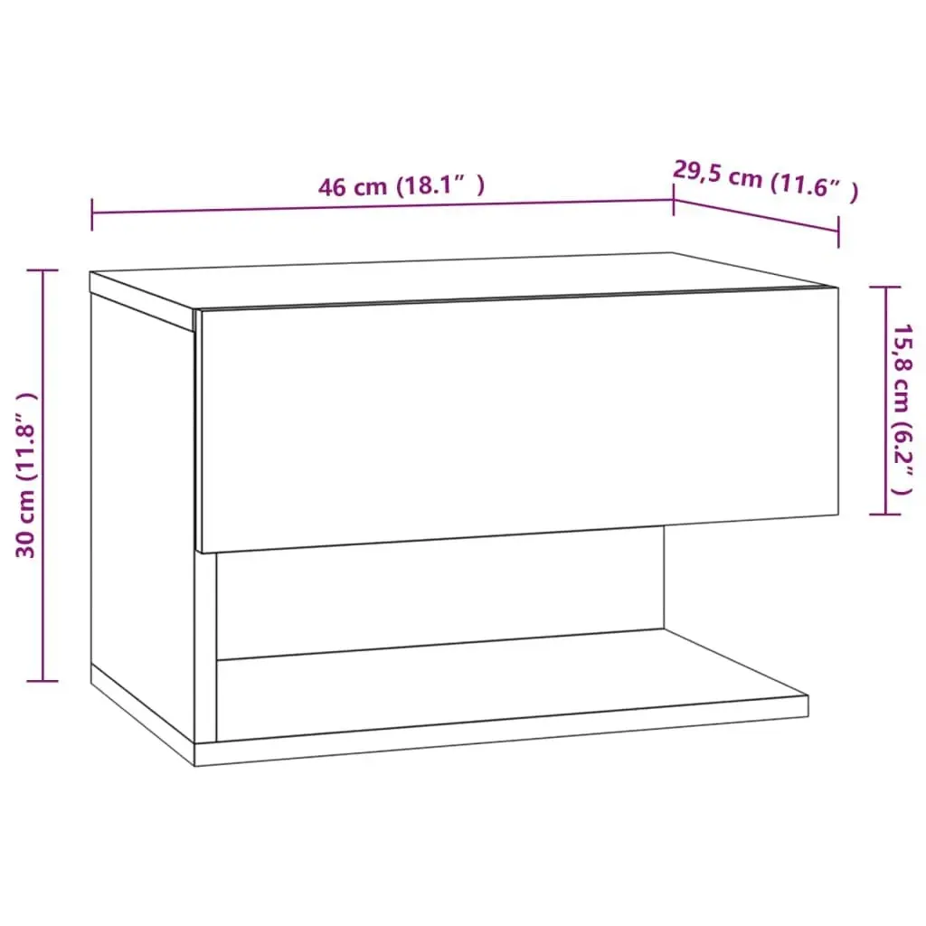 Wall-mounted Bedside Cabinets 2 pcs High Gloss White 810966