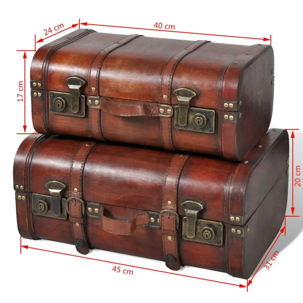 Wooden Treasure Chests 2 pcs Vintage Brown 240575