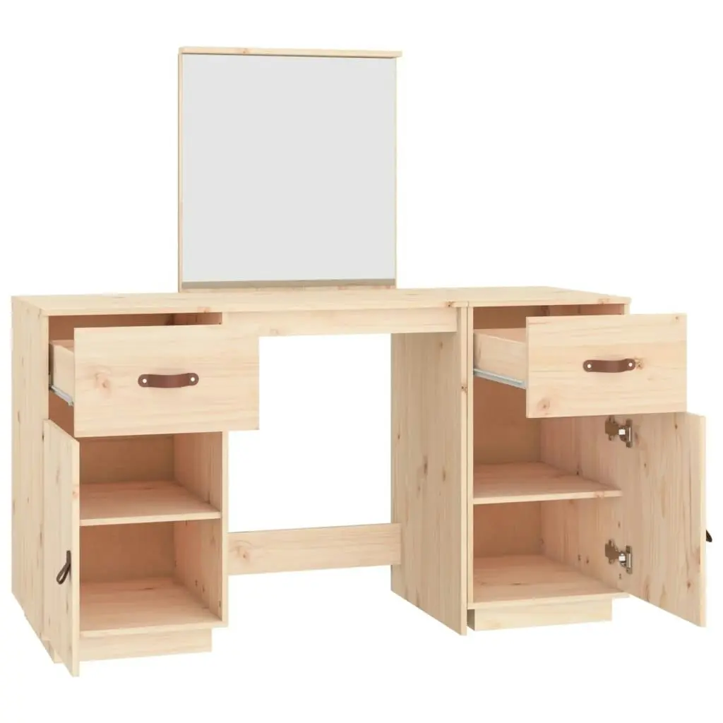 Dressing Table Set with a Mirror Solid Wood Pine 3107834