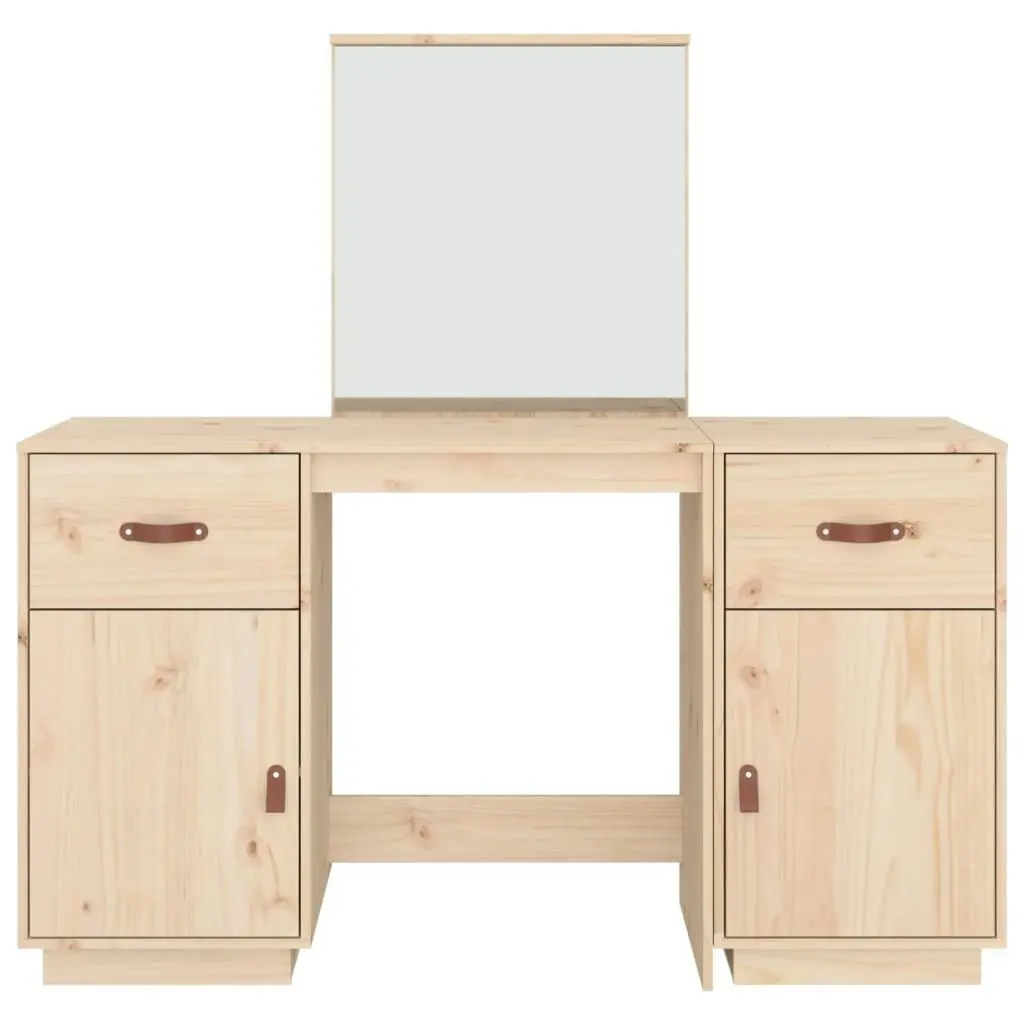 Dressing Table Set with a Mirror Solid Wood Pine 3107834