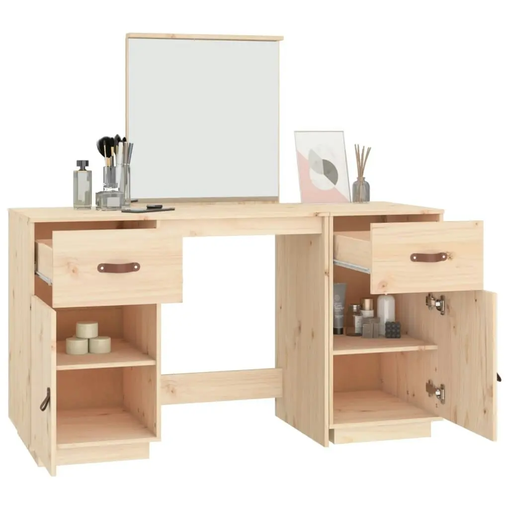 Dressing Table Set with a Mirror Solid Wood Pine 3107834