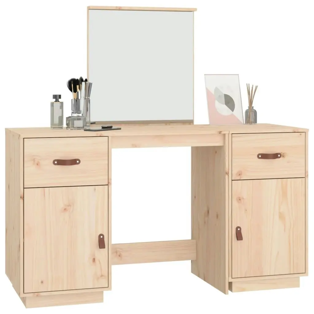 Dressing Table Set with a Mirror Solid Wood Pine 3107834