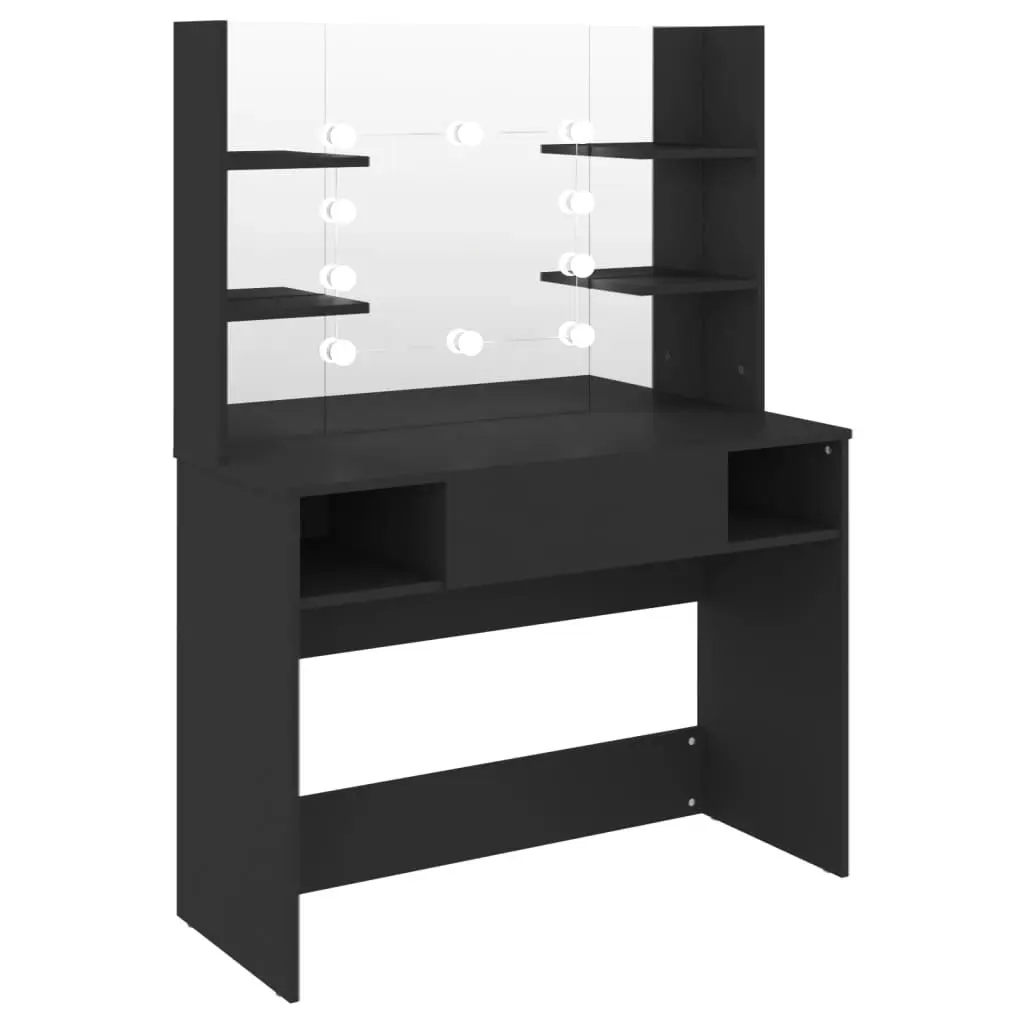 Makeup Table with LED Lights 100x40x135 cm MDF Black 331540