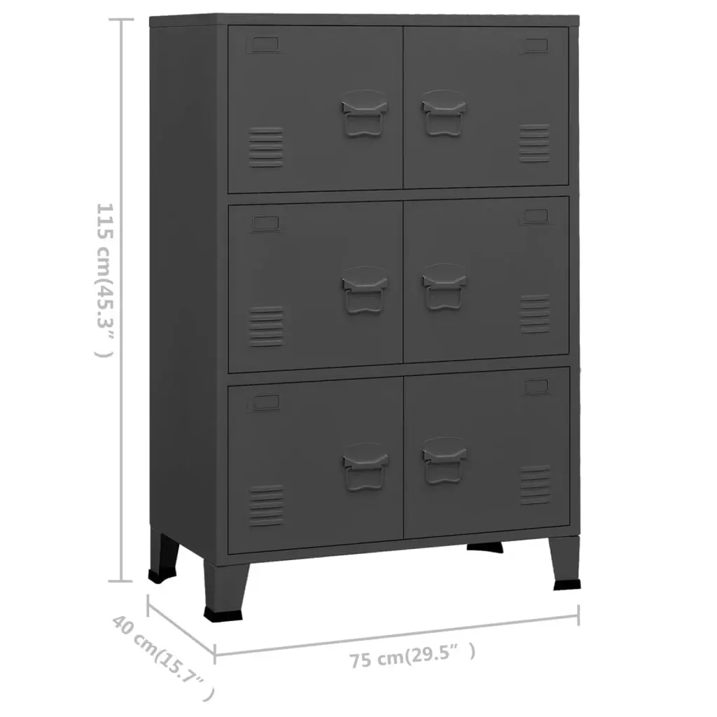 Industrial Storage Chest Anthracite 75x40x115 cm Metal 339630