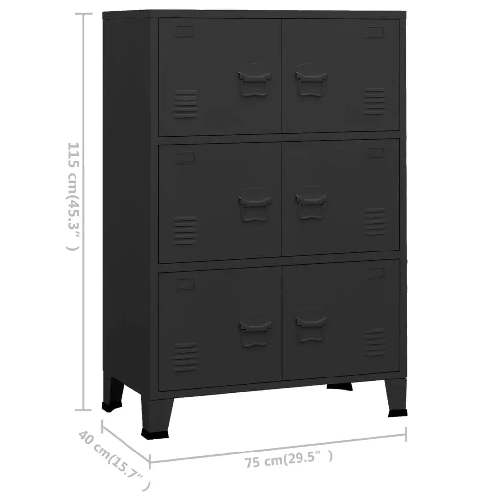 Industrial Storage Chest Black 75x40x115 cm Metal 339628