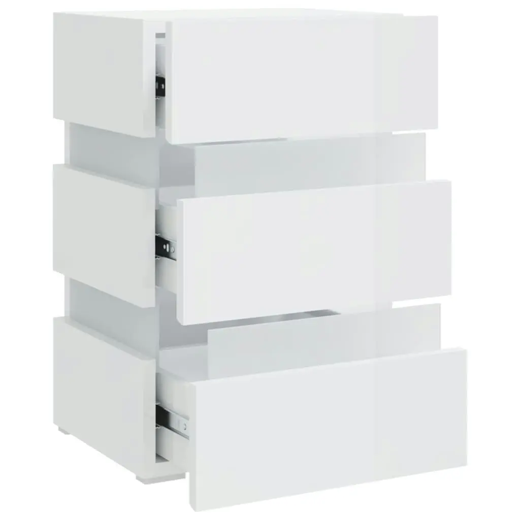 LED Bedside Cabinet High Gloss White 45x35x67 cm Engineered Wood 326846