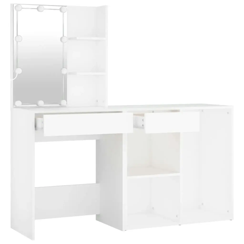 LED Dressing Table with Cabinet White Engineered Wood 3082017