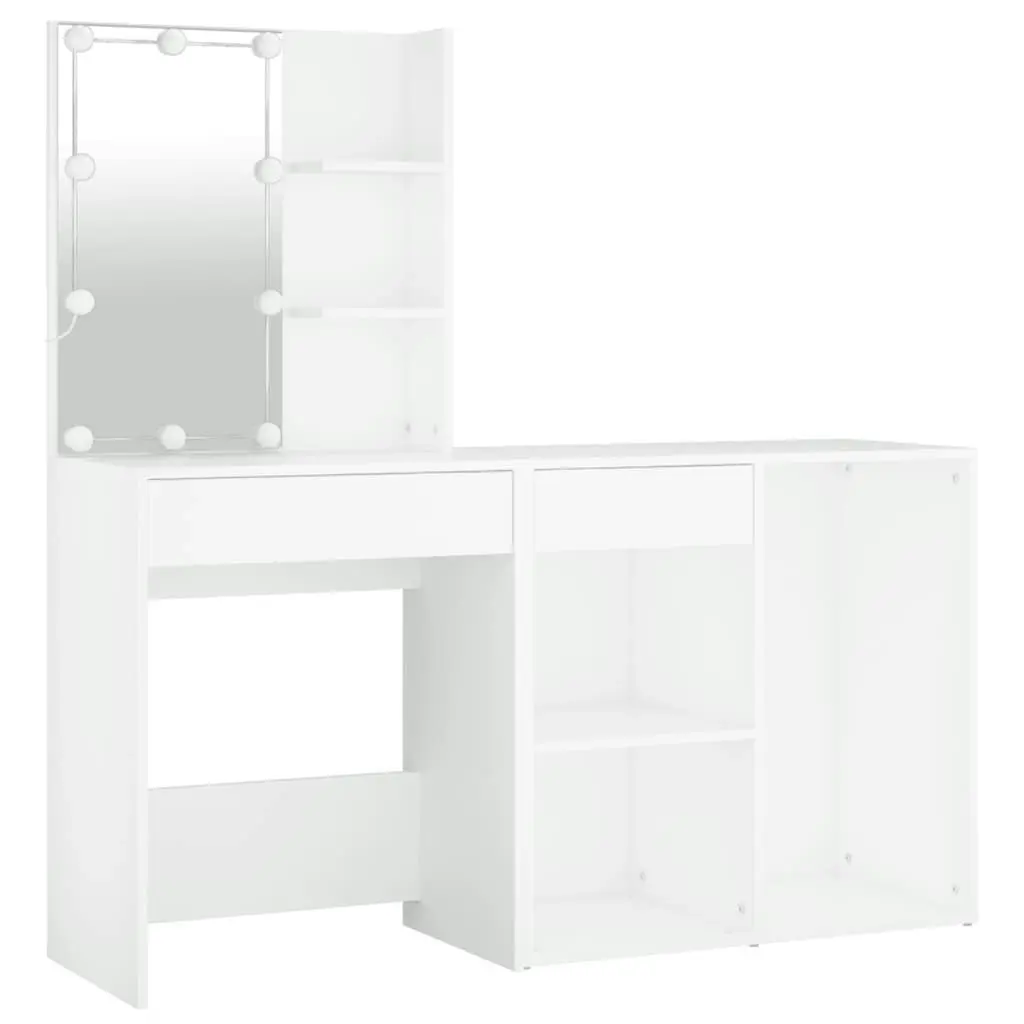 LED Dressing Table with Cabinet White Engineered Wood 3082017