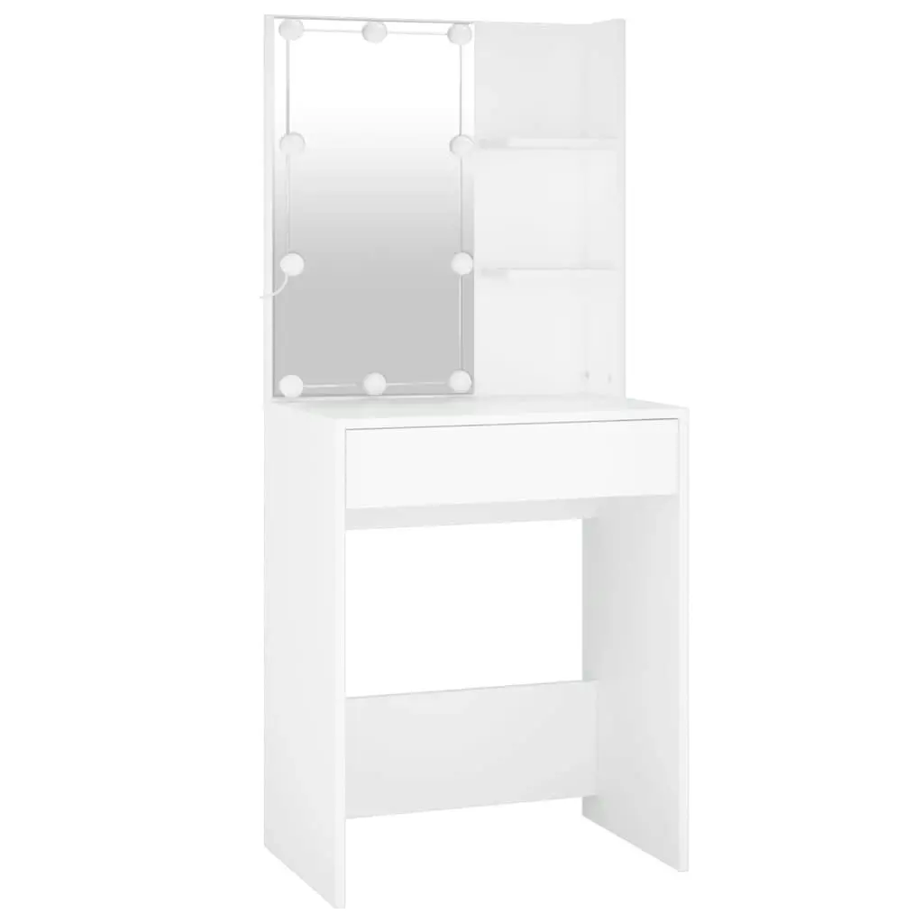 LED Dressing Table with Cabinet White Engineered Wood 3082017