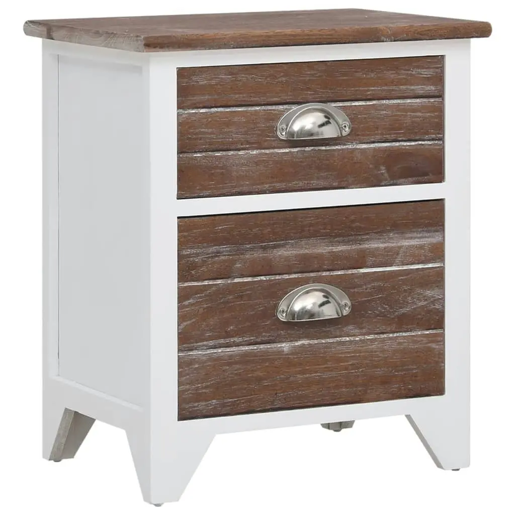 Nightstand 2 pcs with 2 Drawers Brown and White 242042