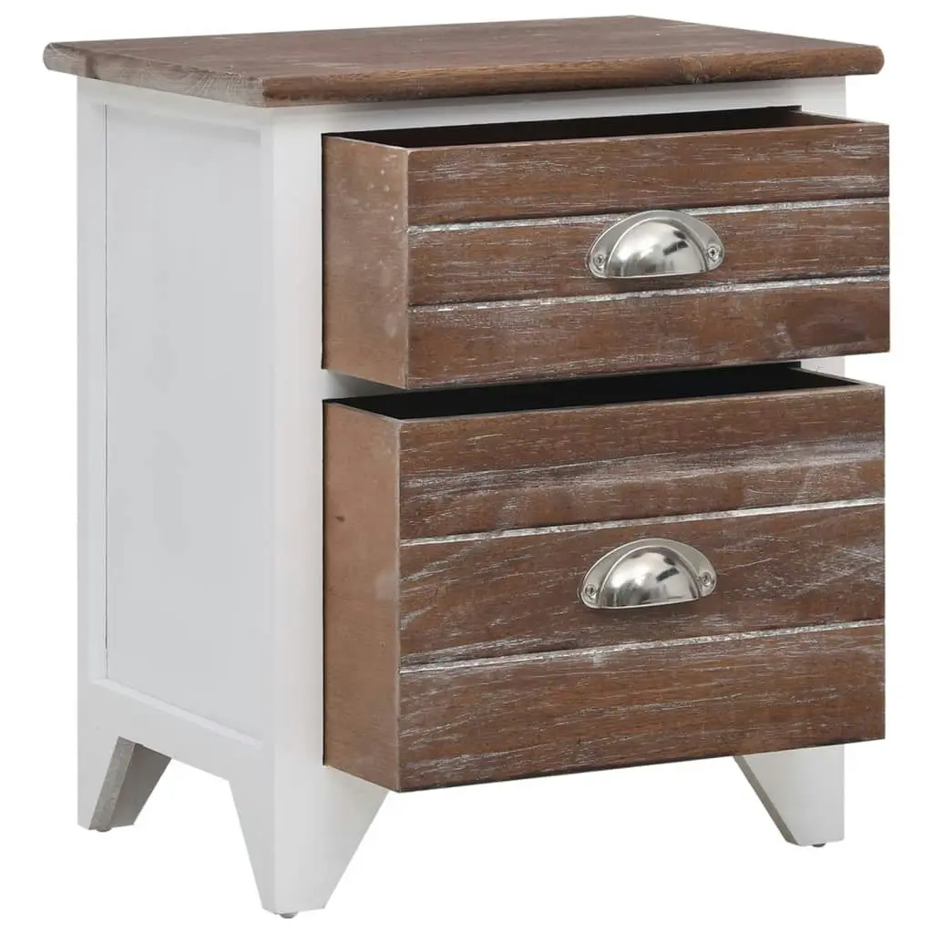 Nightstand 2 pcs with 2 Drawers Brown and White 242042