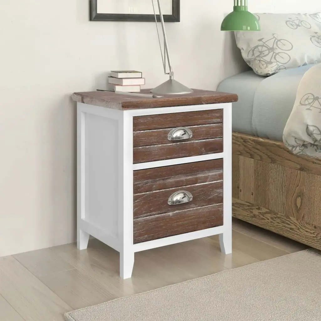 Nightstand 2 pcs with 2 Drawers Brown and White 242042