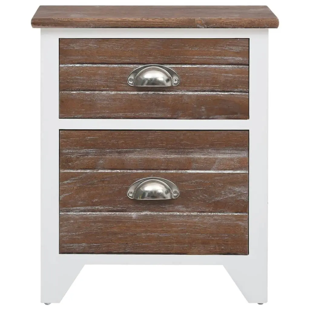 Nightstand 2 pcs with 2 Drawers Brown and White 242042