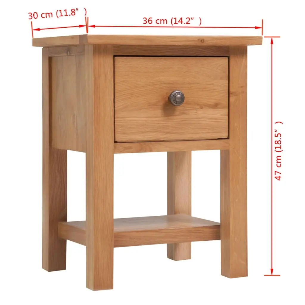 Nightstand 36x30x47 cm Solid Oak Wood 243930