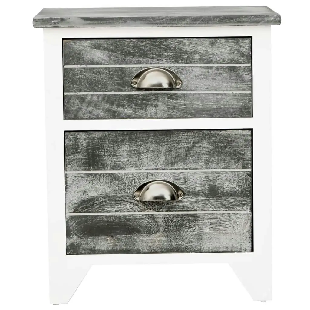 Nightstand 2 pcs with 2 Drawers Grey and White 242041