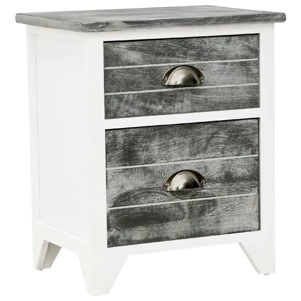 Nightstand 2 pcs with 2 Drawers Grey and White 242041