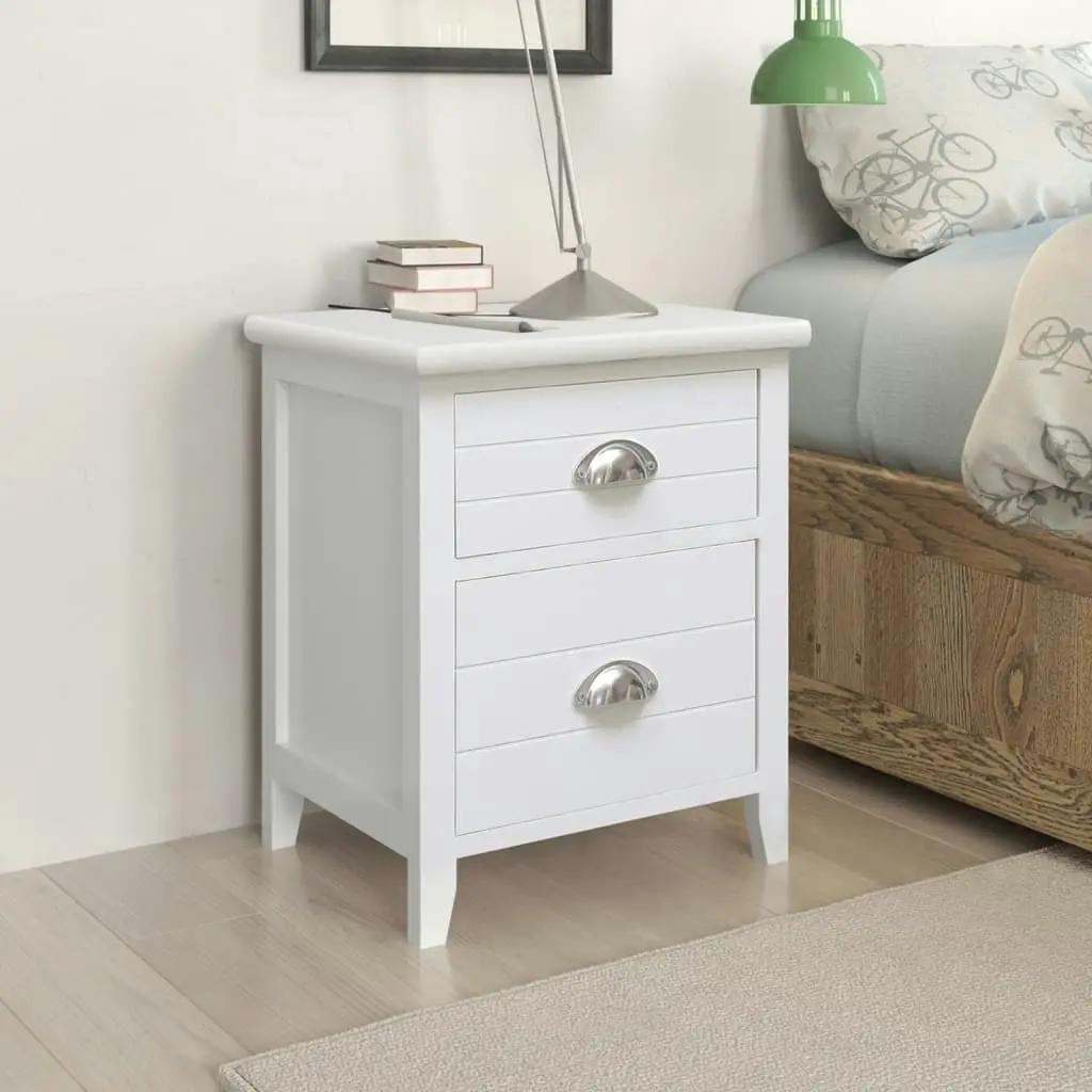 Nightstand 2 pcs with 2 Drawers White 242043