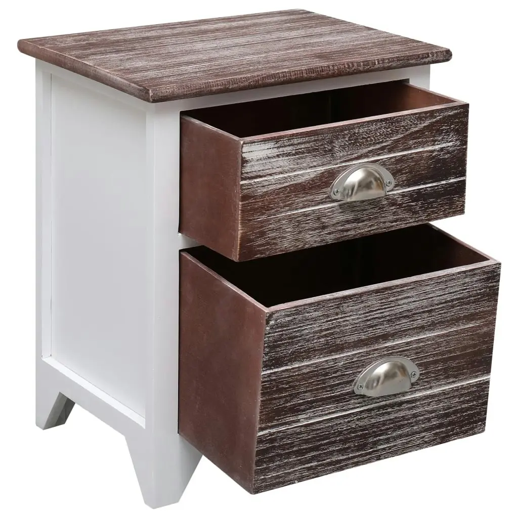 Nightstand Brown and White 38x28x45 cm Paulownia Wood 284048