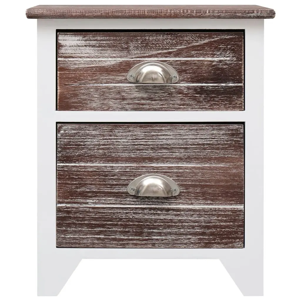 Nightstand Brown and White 38x28x45 cm Paulownia Wood 284048