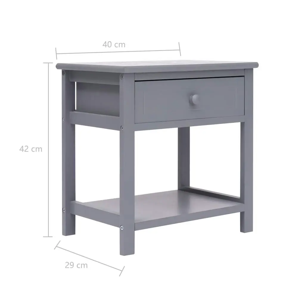 Nightstand Grey 40x29x42 cm Paulownia Wood 284050