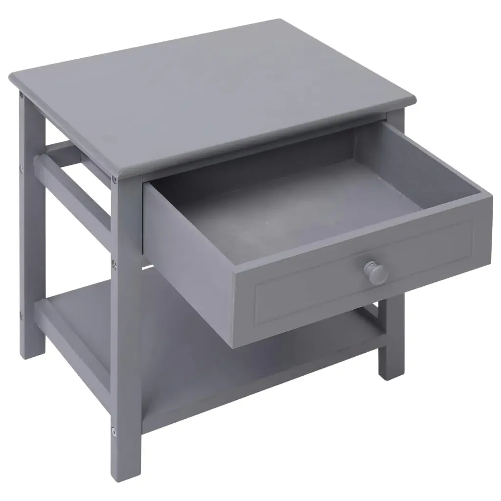 Nightstand Grey 40x29x42 cm Paulownia Wood 284050