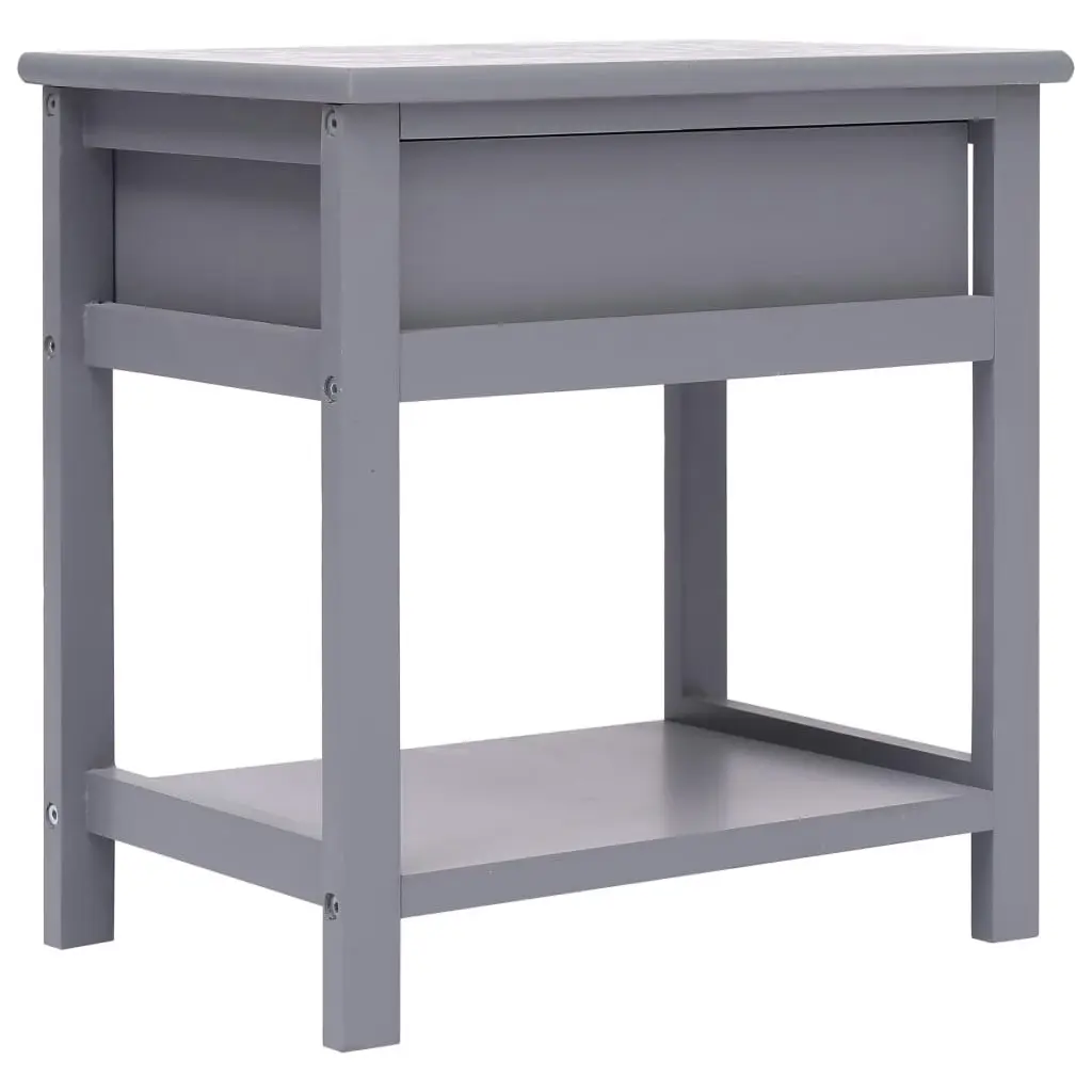 Nightstand Grey 40x29x42 cm Paulownia Wood 284050